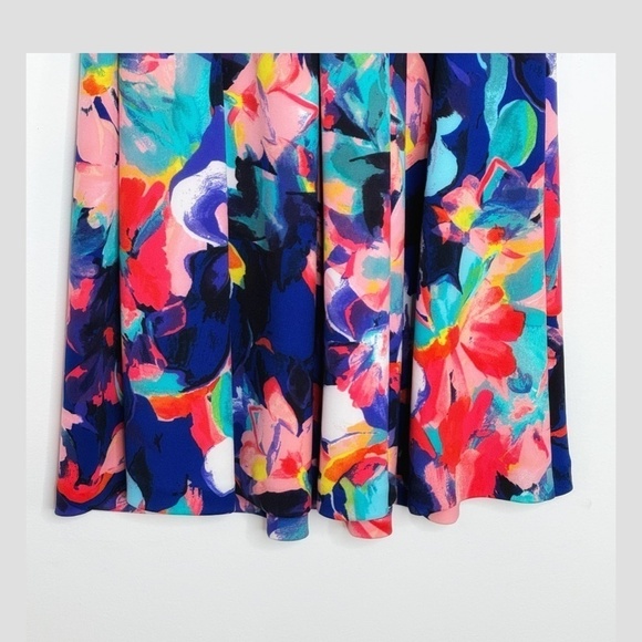 Neiman Marcus Dress Fit And Flare Mini Dress Sleeveless Watercolor Stretch Knit - Picture 8 of 12